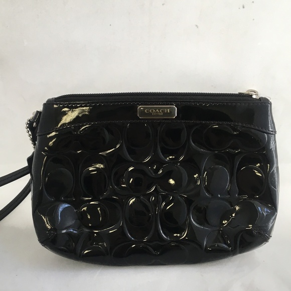 Coach Handbags - Coach Embossed Patent Leather Medium Black Wrislet